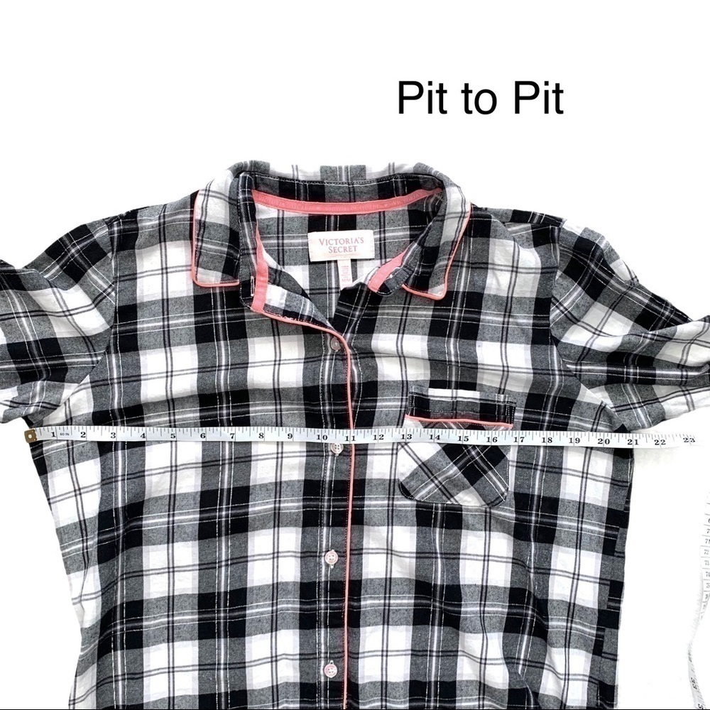 Victoria’s Secret Black White Plaid Sleep Shirt Size Medium - Picture 13 of 17